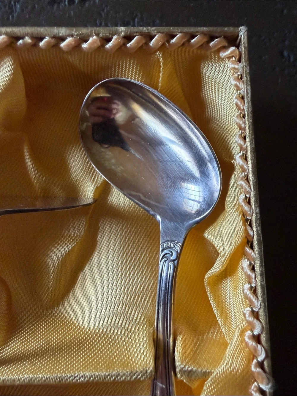 Vintage Alpacca Silverplate Baby Feeding Set - Rose pattern spoon and pusher
